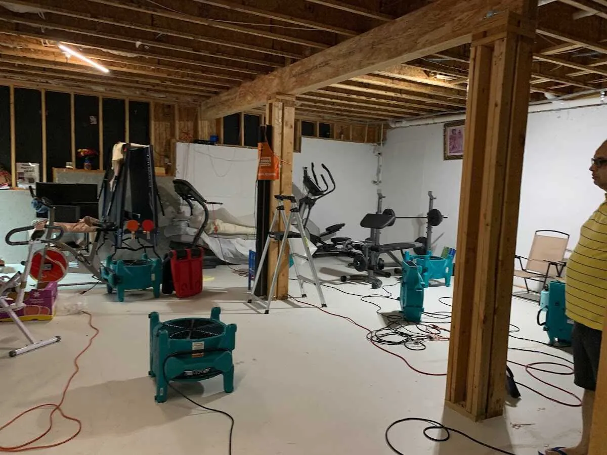Basement drying equipment setup for Structural Drying in Albert Lea