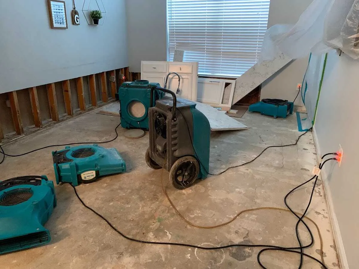 Dehumidifier in flood-cut room for Water Damage Restoration in Albert Lea